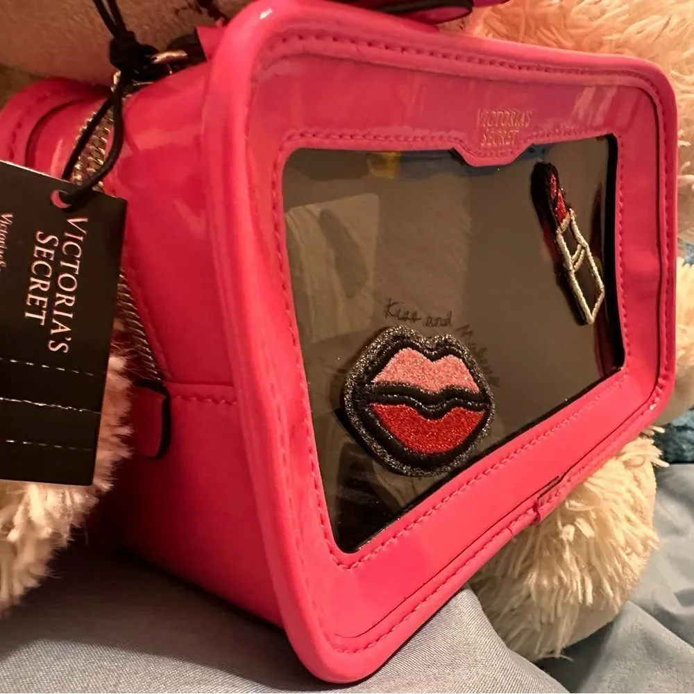 Victoria's Secret Cosmetic Case Clear Pink Patches Beauty Travel Makeup …